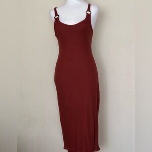 Express Chic Rust Midi Dress Size Small